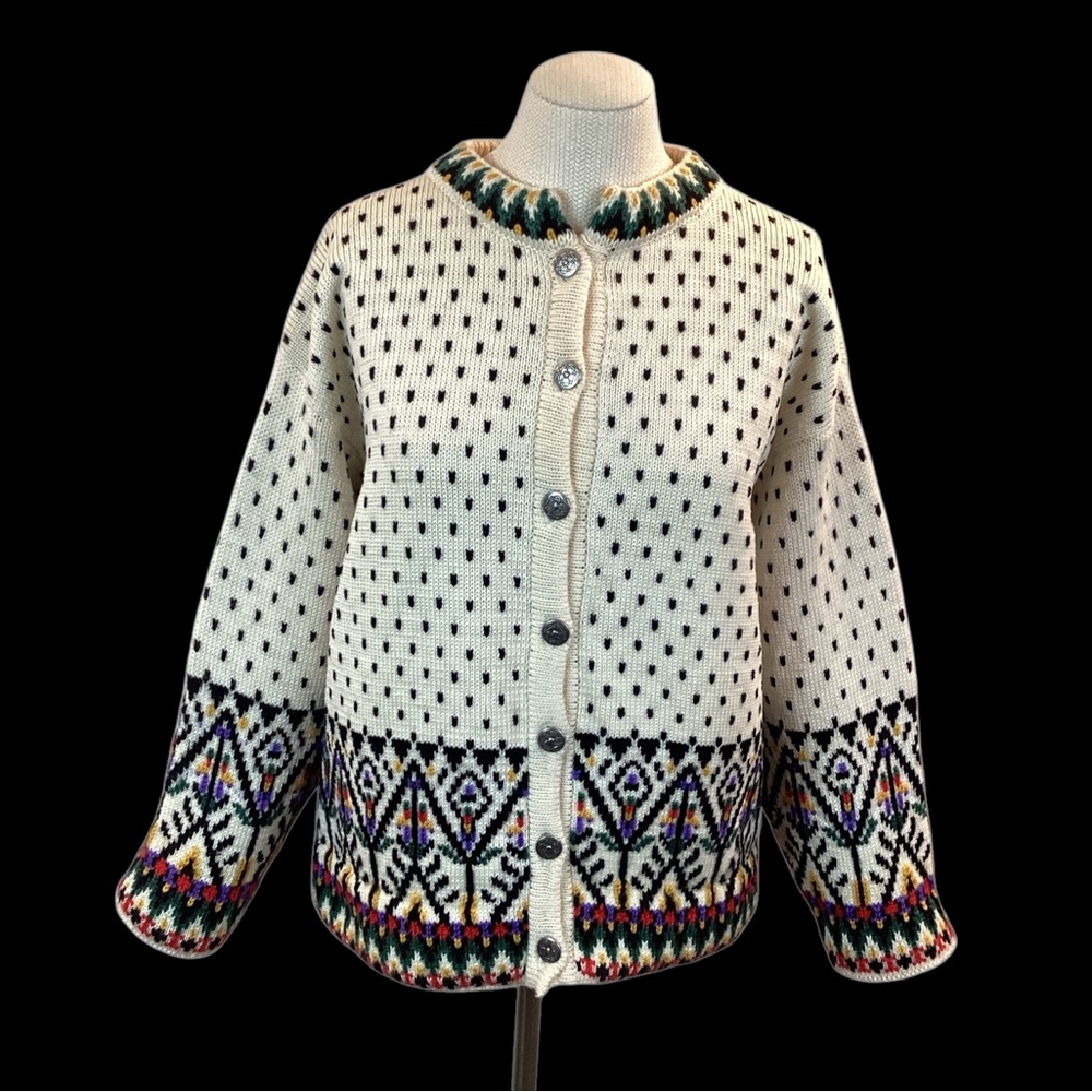 Dale Of Norway Multi-Colored Wool Buttoned Cardigan Sweater